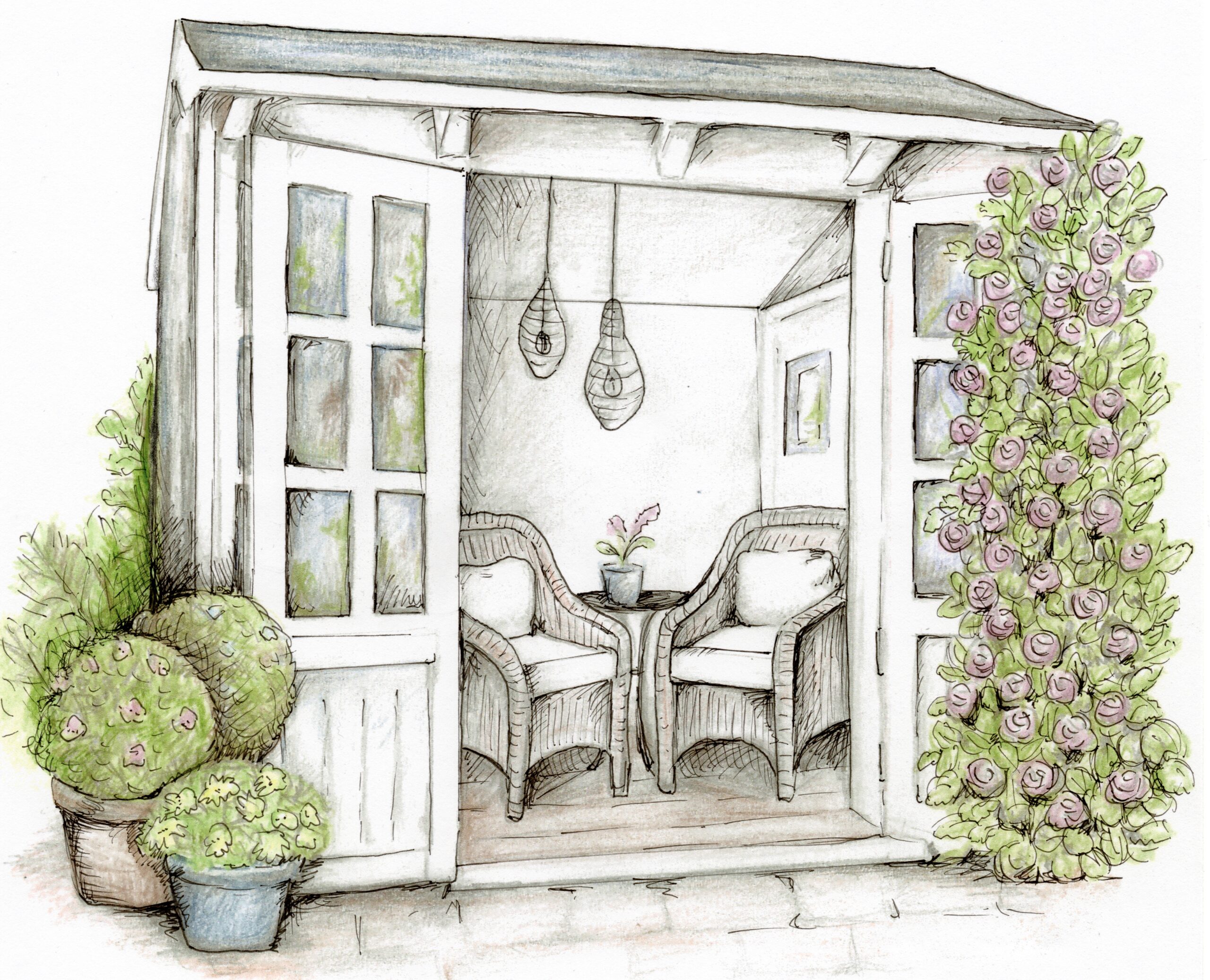 Gartenhaus, Julia, mit Konturen